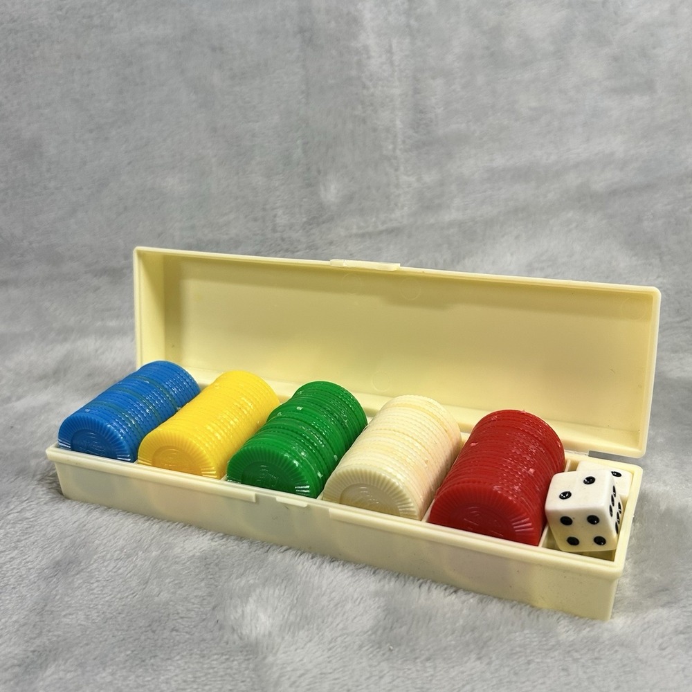 Vintage WACO Miniature Poker Chip Set Travel Case Dice Complete Retro Game